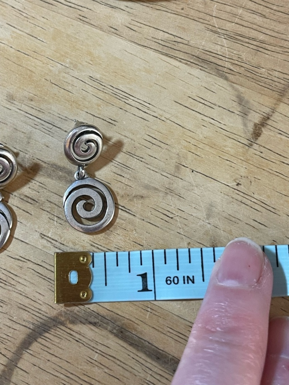 Vertigo Post Vibe Statement Drop Earrings silver double swirl pierced Uzumaki - Picture 8 of 8